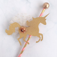 Usine En Gros Professionnel Or Couronne Anniversaire Licorne Gâteau Topper