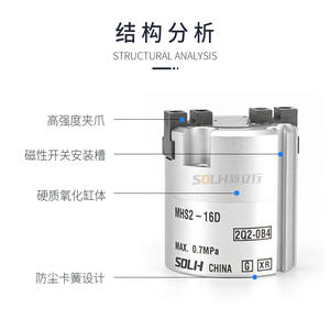 Pinza Neumática de Dos Mordazas MHS2, Cilindro de Sujeción - Product Image 5