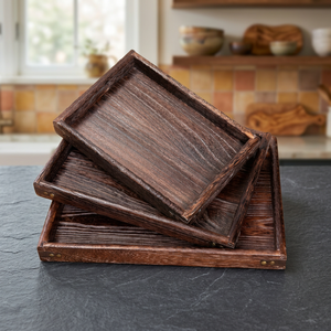 Modern Unique Design Home Decor <b>Wooden</b> <b>Tray</b> Brown Customized Shape Polish Organizer Long Surface Food <b>Tray</b> Hotel Coffee <b>Tray</b> - Product Image 1