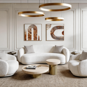 Canapé Courbé Crème Moderne pour <span class=keywords><strong>Petit</strong></span> Appartement, Idéal Salon, Zone de Repos Simple Style Scandinave pour Salon de Beauté - Product Image 1