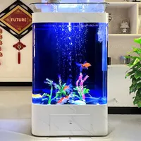 Aquarium sur pied en acrylique double, style européen, luxe léger, pour salon, extérieur, bureau, sans besoin de vidange d'eau