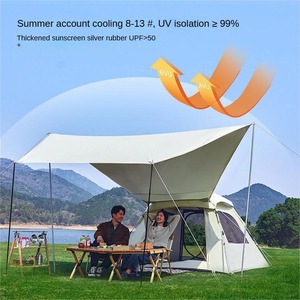 <span class=keywords><strong>Équipement</strong></span> complet de <span class=keywords><strong>camping</strong></span> en plein air 2-en-1 auvent de tente Oxford noir épais avec écran solaire pour voiture pour 3-4 personnes - Product Image 4