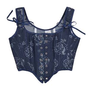 Nuevo corsé de <span class=keywords><strong>vaquero</strong></span> de mezclilla Jacquard teñido Halo Urban Outfiters <span class=keywords><strong>Corset</strong></span> Top con chaleco de flejado en la espalda Corsé de fleje en la espalda Bustier Top - Product Image 5