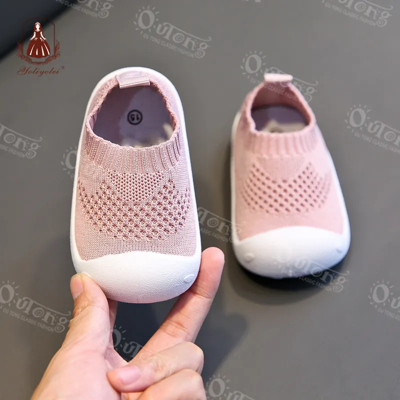 Size 5 Rubber Soft Sole Girl Boy Infant Newborn Knitting Crib Anti-Slippery Toddler Shoes Baby Unisex Mesh Toddler Sock Shoes