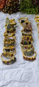 Wholesale Natural Raw Tourmaline <b>Ring</b>, 18k Gold Plated Brass Handmade Multi Gemstone <b>Ring</b>, Boho <b>Crystal</b> Jewelry Manufacturer - Product Image 3