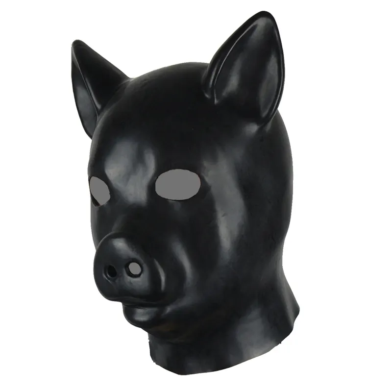 Người Lớn Latex Quan Hệ Tình Dục Phù Hợp Với Đồ Chơi Lợn Headgear Latex Mặt Nạ Động Vật Crossdresser Gay Bondage Latex Fetish