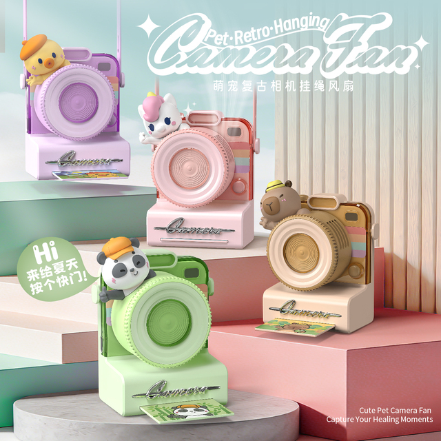 USB Mini Fan Cartoon Portable Plastic Rechargeable Three Speed Battery Powered Outdoor Fan for Kids Students