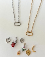Collier à fermoir verrouillable à vis en or 18K avec porte-breloque mousqueton en acier inoxydable trombone chaîne à maillons style classique