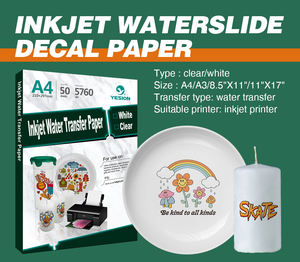 Papel de Calcomanía <span class=keywords><strong>para</strong></span> Impresora de Inyección de Tinta, 10 Hojas Transparentes/10 Hojas Blancas, 20 Hojas Tamaño A4, Papel Imprimible <span class=keywords><strong>para</strong></span> Transferencia por Agua - Product Image 2