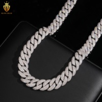 Chaîne cubaine Miami 18 mm en argent sterling 925, sertie de moissanite et de diamants, style hip-hop pour rappeurs