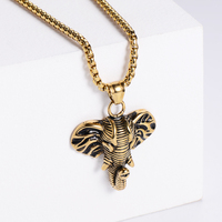 Colgante de elefante con cabeza de marfil para hombre, collar religioso, espíritu malvado, alta calidad, venta al por mayor