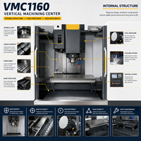 Centre d'usinage vertical CNC VMC1160 pour travaux métalliques industriels, en fonte, précision 0,005 mm, BT40 ATC KND, 3 axes