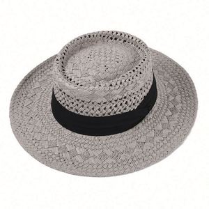High Quality Women's Summer Hand-woven Panama <b>Straw</b> Hat Seaside Hollow Breathable Sunscreen Sun <b>Straw</b> Beach Hat - Product Image 6
