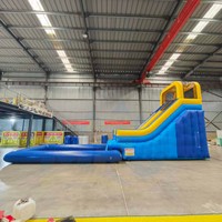 Structure gonflable aquatique robuste en PVC avec toboggan et piscine à jets d'eau, pour tous les âges, idéale pour les fêtes de plage et la location d'attractions estivales