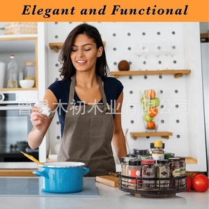 Kitchen cabinet <b>rotating</b> solid wood storage <b>rack</b> tray wooden <b>spice</b> turntable storage <b>rack</b> desktop <b>rack</b> desktop <b>rotating</b> <b>rack</b> - Product Image 3