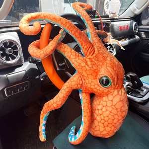 Sombrero de peluche de pulpo, muñeco de peluche suave naranja, regalo de cumpleaños para niños, tema de criaturas marinas subacuáticas - Product Image 3