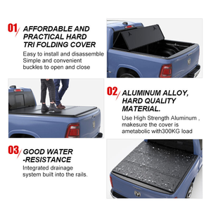 ฝาครอบกระบะท้ายแบบพับสามตอน ทำจากอลูมิเนียมอัลลอยด์ ยี่ห้อ Zolionwil สำหรับรถ Dodge Ram - Product Image 4