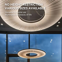 Lustre artistique créatif Fluo Nordic avec abat-jour en tissu, éclairage suspendu en forme de grande roue pour salon et escalier