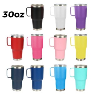 30oz 18/8 Stainless Steel Double Wall Vacuum Insulated Portable Tumbler <b>Straw</b> Handle 6-12 Hours Thermal Insulation Coffee Mug - Product Image 1