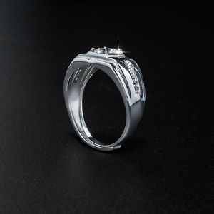 Anillo de Compromiso y Matrimonio de Lujo para Hombre, Plata 925, Moissanita de 1 Quilate, Color D, Claridad VVS, Pasa la Prueba del Plata - Product Image 4