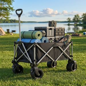 Carrito de Camping Todoterreno con Ruedas Anchas, Carrito Utilitario Plegable y Portátil para Jardín, Camping y Compras al Aire Libre - Product Image 4