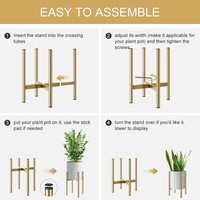 Support pour plantes, décoration intérieure moderne, style mid-century, support réglable en bois, pot de fleurs d'intérieur, revêtement poudré durable CNLF