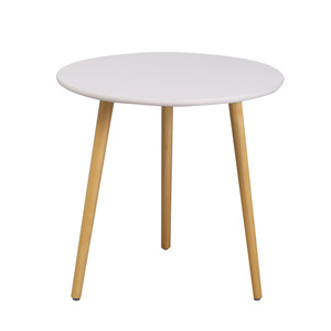 Mesa de Centro Redonda de Estilo Nórdico Minimalista, con Superficie Laminada Blanca y Patas de Madera, Muebles para Sala de Estar - Product Image 5