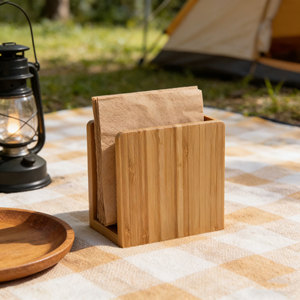 Portatovaglioli in bambù per tavoli, Dispenser di fazzoletti <span class=keywords><strong>da</strong></span> tavolo in legno per cucina, sala <span class=keywords><strong>da</strong></span> pranzo, festa, all'aperto - Product Image 3