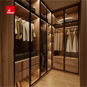 Tủ quần áo thiết kế hiện đại cao cấp Alland với cửa kính nhôm, nội thất phòng ngủ cao cấp với đèn LED - Product Image 5