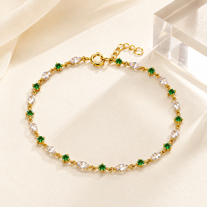 UM Jewelry 925 Silver 18K Gold Plated Cultivate Zircon Engagement <b>Bracelet</b> for Daily Wear Wedding Party Anniversary Gift - Product Image 4