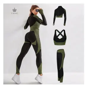 Conjunto de leggings e sutiã personalizado, conjunto feminino de roupa íntima para ginástica e yoga