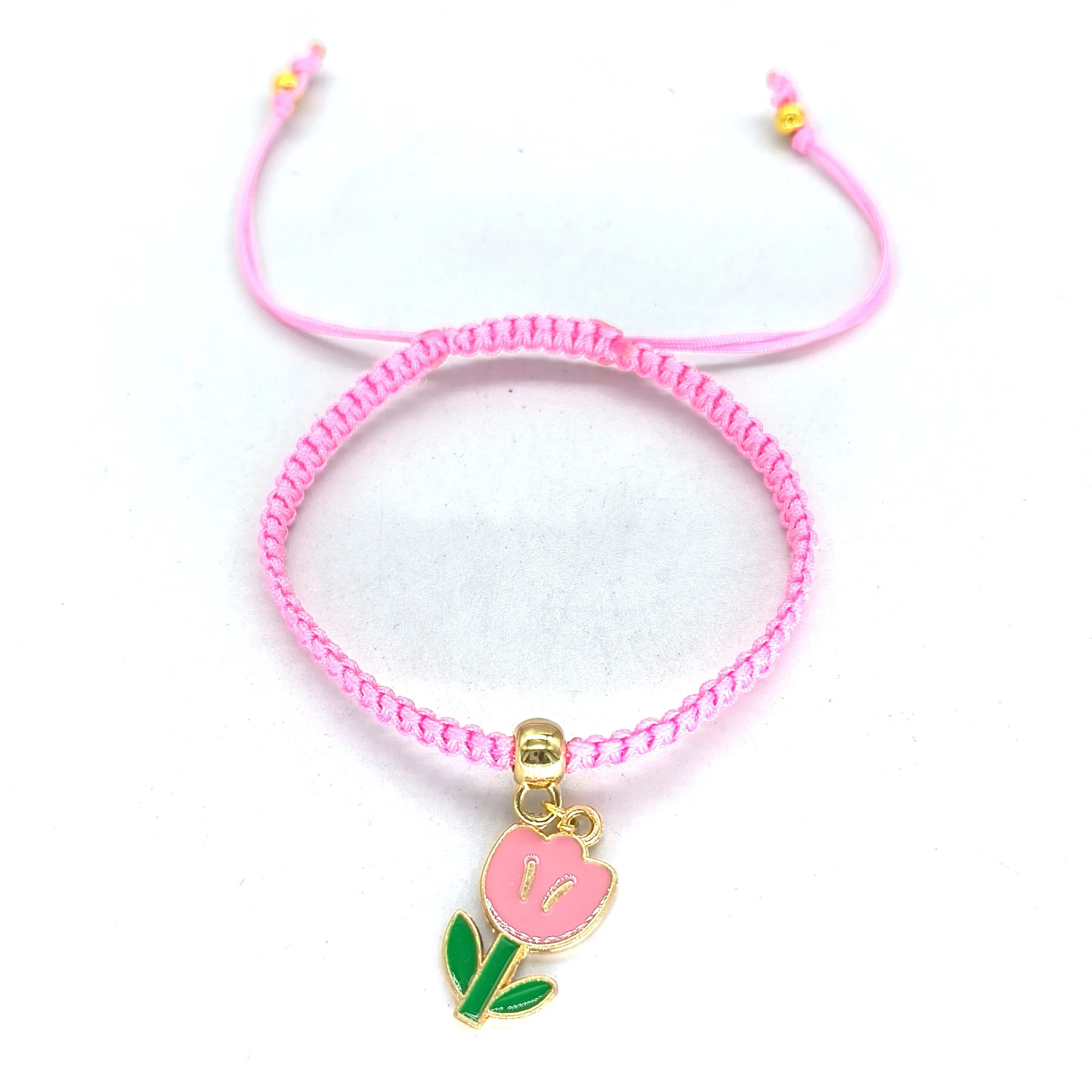 Lc20231228 Groothandel Handgemaakte Macrame Touw Tulpenarmband Bloem Moeder Bedelarmbanden Voor Mama