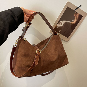 กระเป๋าสะพายข้างผ้าแคนวาสความจุขนาดใหญ่ กระเป๋าสะพายไหล่ผู้หญิงทันสมัย ​​กระเป๋าสะพายข้างโซ่หนังนุ่ม - Product Image 6