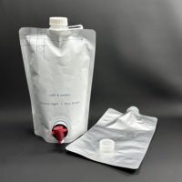 Poche souple personnalisée de 1,5 L avec bec verseur et poignée, distributeur de café, de boissons et de vin en plastique, Doypack avec robinet