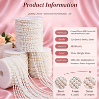 Chaîne de perles artificielles de 6 mm, garniture décorative, guirlande artisanale DIY, Saint-Valentin, mariage, arrangement floral, perles en plastique