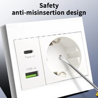Fabricante de Alta Calidad, Interruptor y Enchufe Universal Europeo Francés de Pared Tipo 86*86 de 16A con Carga Rápida USB Tipo-C