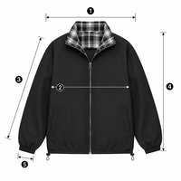 Veste réversible pour homme avec doublure à carreaux, coupe oversize, fermeture éclair, ourlet à cordon de serrage et poignets élastiques