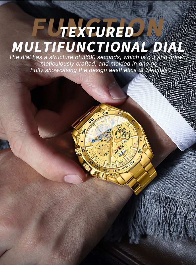 BINBOND B4750 Men's Quartz Watch - Fashionable, Luminous Steel