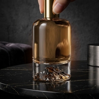 Botella de Perfume de Vidrio Transparente de Lujo, Cilíndrica y Vacía, de 30ml/50ml, con Tapa de Corona