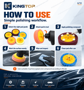 Kingtop Tampons de polissage et de lustrage en mousse 5 et 6 pouces (150 mm) – Grosse, moyenne, fine, très fine – Tampons éponge de coupe et de finition en mousse - Product Image 6