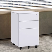 Meuble de rangement mobile sous bureau, moderne et minimaliste, en acier, avec trois tiroirs, petit meuble métallique verrouillable pour bureau