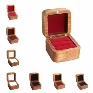 Caja de Madera Simple para Anillos de Boda, Organizador de Joyería Cuadrado para Parejas, Venta al Por Mayor - Product Image 3