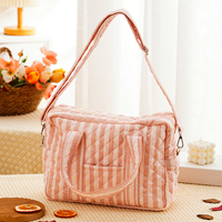 Sac de voyage matelassé en polyester style coréen grande capacité multifonctionnel avec bandoulière et attaches pour poussette, idéal pour la crèche