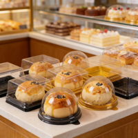 Boîte à gâteau personnalisable en PET de qualité alimentaire de 3 pouces, conteneur de cuisson pour cupcakes, pâtisseries, gâteaux de lune, emballage plastique, boîte à mousse avec couvercle dôme