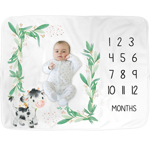 Custom Printing Cute Throw <strong>Blanket</strong> Flannel Baby <strong>Milestone</strong> <strong>Blanket</strong> Baby Monthly Photography <strong>Blanket</strong> - Product Image 2