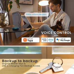 מנעול חכם לדלת כניסה לבית עם זיהוי טביעת אצבע, זיהוי פנים תלת-ממדי ומצלמה, עשוי סגסוגת אלומיניום כחולה, עם תמיכה ב-Tuya WiFi. - Product Image 3