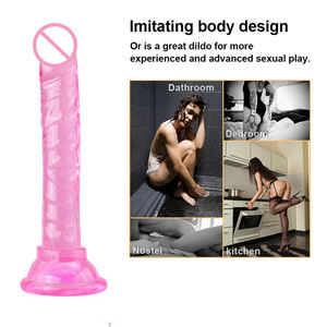 Mini gode en cristal de gelée à vendre chaud, jouet sexuel en silicone, pénis, bite avec ventouse - Product Image 5