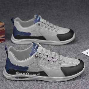 Mens Breathable Textile Casual Sneakers Lightweight Lace-Up Walking <b>Shoes</b> <b>Comfortable</b> Non-slip Soft Sole Footwear for Daily Wear - Product Image 3