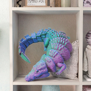 Figurine de crocodile articulée en PLA imprimée en 3D avec articulations flexibles - Ornement de bureau/décoration anti-stress pour adolescents et adultes - Product Image 3
