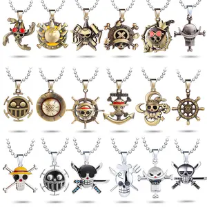 Creative One Piece Necklace Cap Rudder Anchor Skull Alloy Pendant One Piece Anime for Fans Jewelry